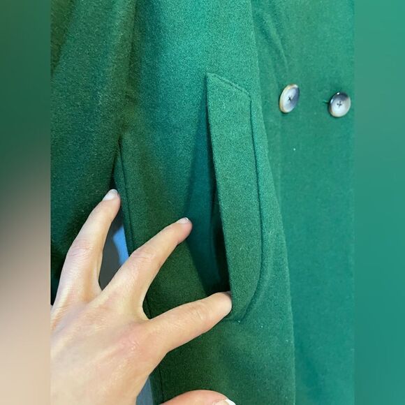 Something Navy Wool Blend Double Breasted Coat Green Women’s - Picture 9 of 14